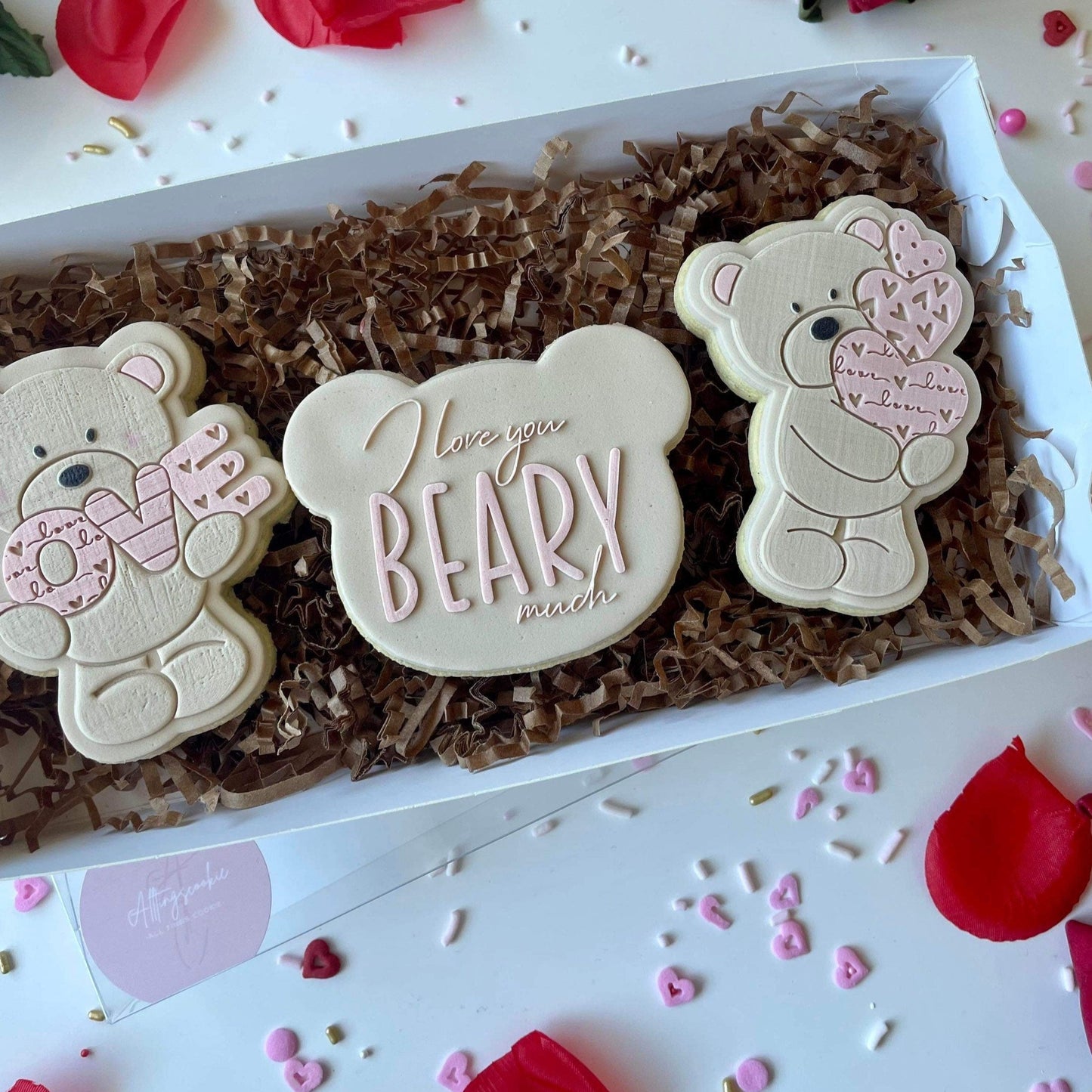 Bear Holding Stacked Love Hearts Debosser and Cutter