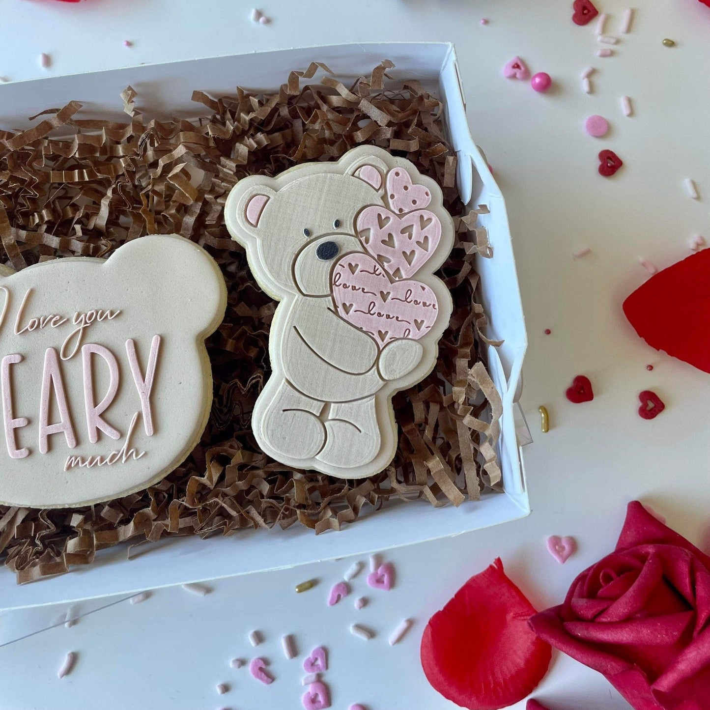 Bear Holding Stacked Love Hearts Debosser and Cutter
