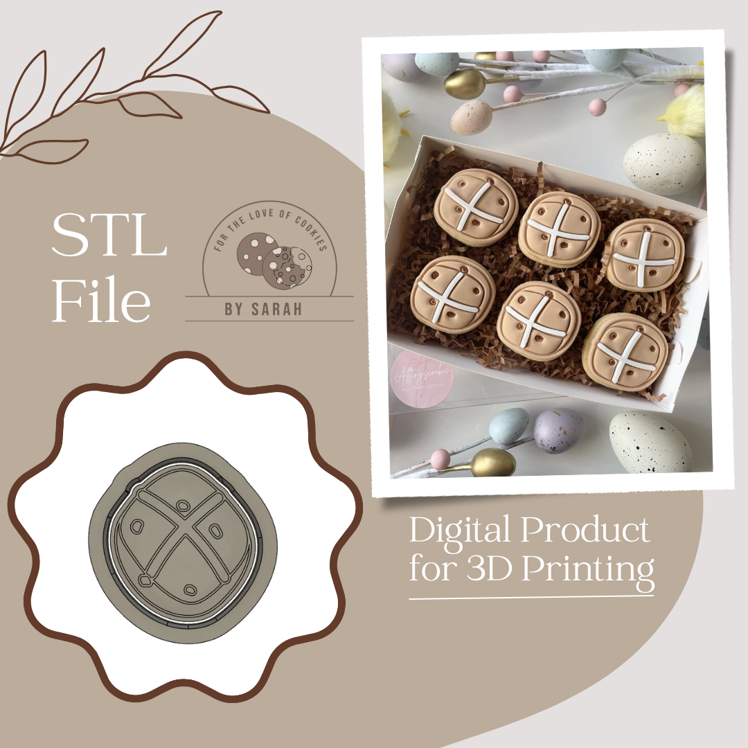 Mini Hot Cross Bun Embosser and Cutter STL FILE