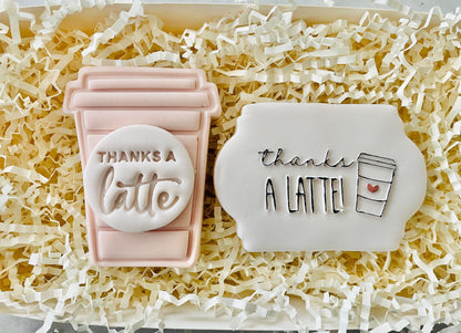 Mothers Day ‘Thanks a Latte’ Cookie Cutter and Fondant Embossers/Debosser Set