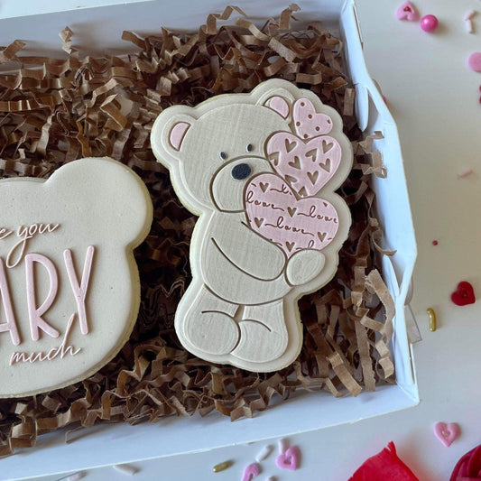 Bear Holding Stacked Love Hearts Debosser and Cutter